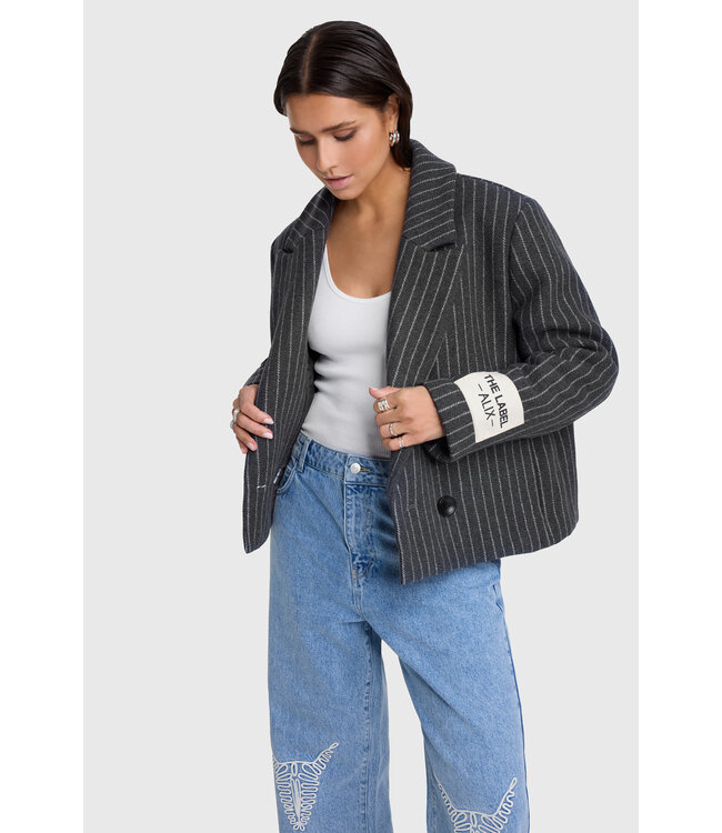 Alix the Label Pinstripe cropped coat