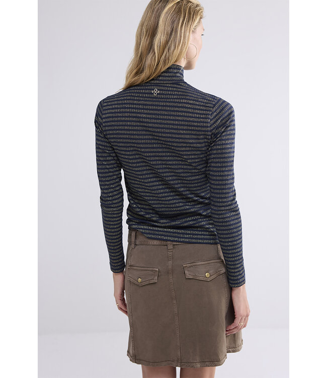 Summum Woman 3s5041-30637 Turtle neck Top Rib Stripe