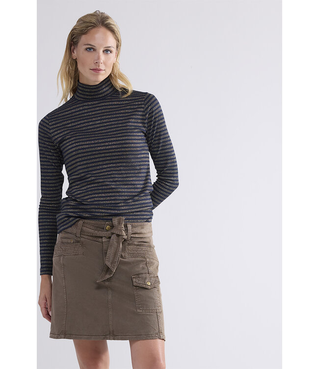 Summum Woman 3s5041-30637 Turtle neck Top Rib Stripe