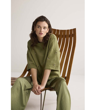 Summum Woman sleeve embellished sweatshirt