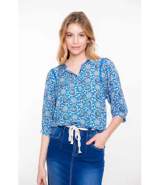 Geisha Blouse Blue / off white