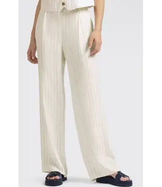 Yaya Striped linen-blend trousers