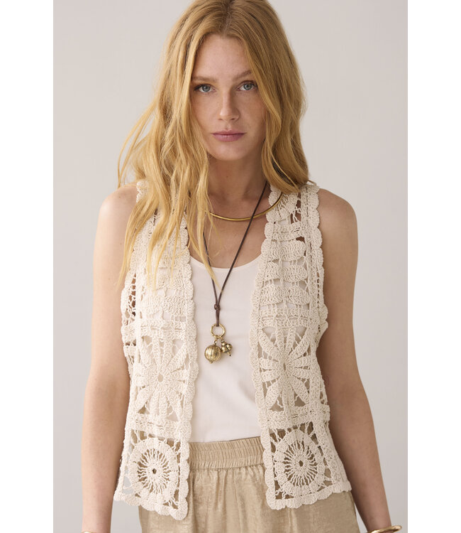 Summum Woman Gilet flower crochet knit