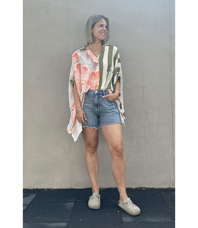 VROUW Limited 10056-30 Poncho green stripe