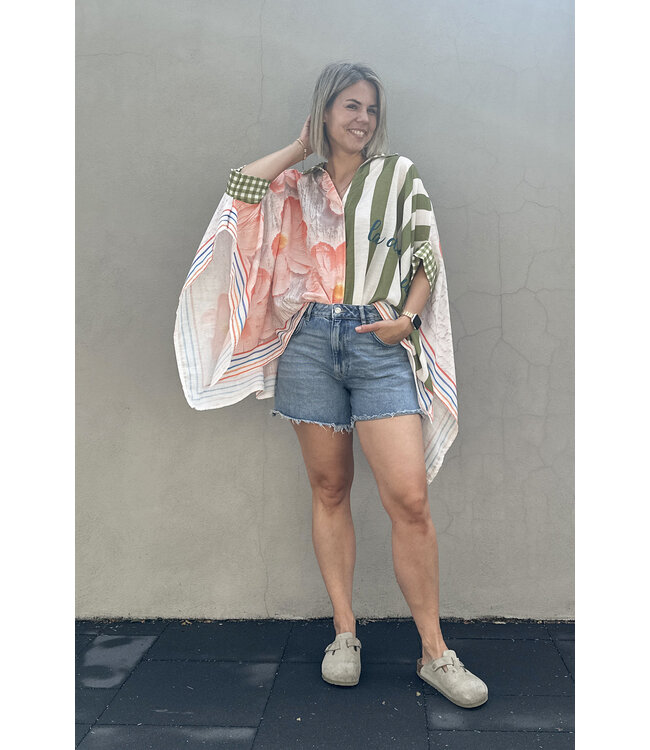 VROUW Limited 10056-30 Poncho green stripe