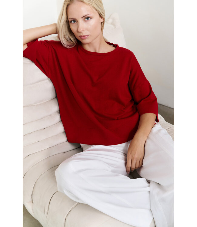Yaya 01-000454-507 Oversized fine knitted T-shirt