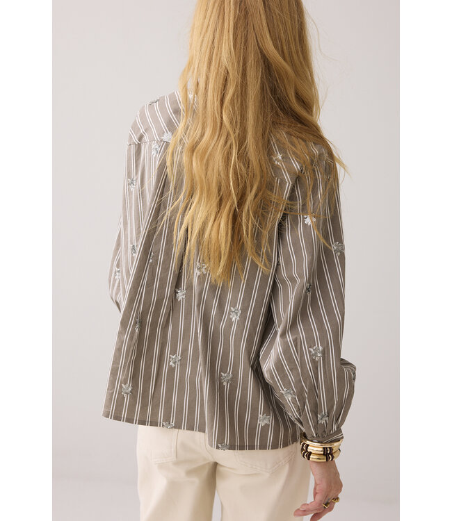 Summum Woman 2s3328-12291 Blouse Stripe scattered embro