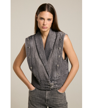 Homage Denim Gilet With Big Studs