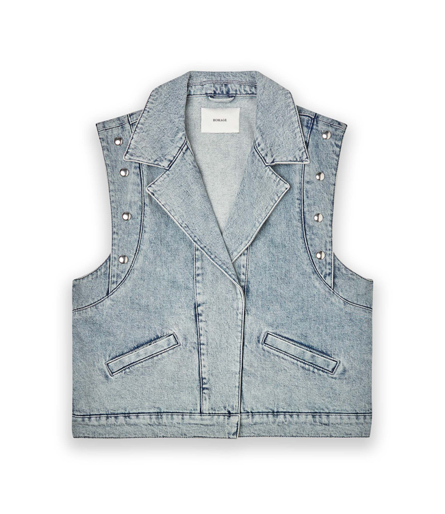 Homage H-CW25M136 Denim Gilet With Big Studs