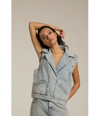 Homage Denim Gilet With Big Studs