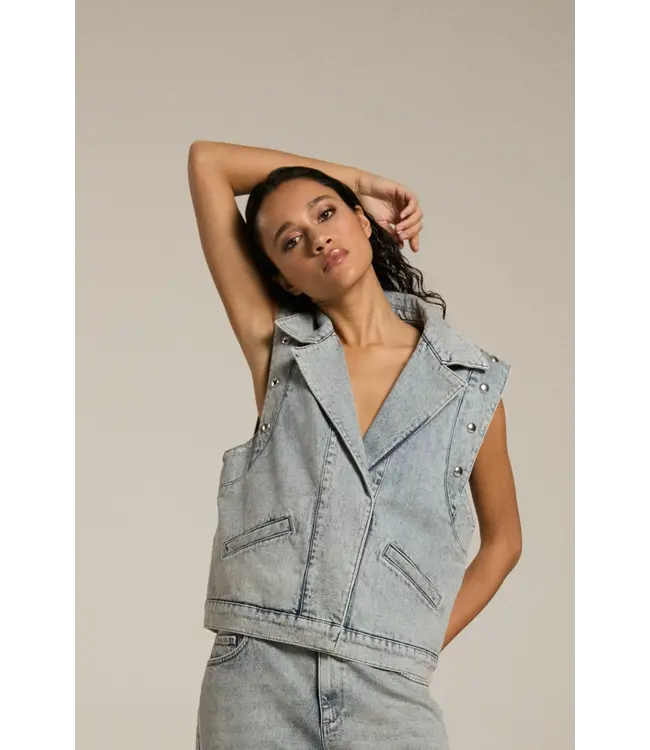 Homage H-CW25M136 Denim Gilet With Big Studs