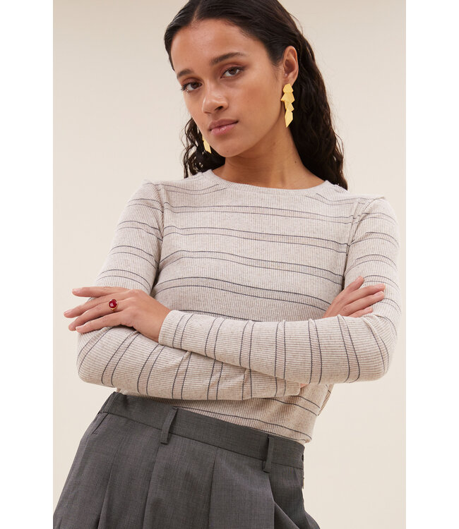 BY-BAR AMSTERDAM basic ls pearl stripe top
