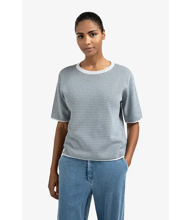 Yaya 01-000488-508 Jacquard knitted t-shirt