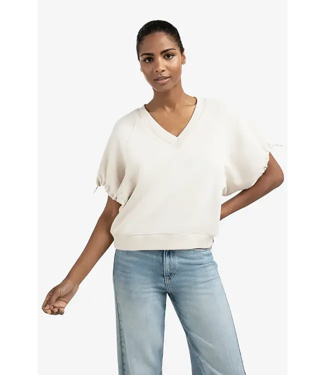 Yaya 01-109091-508 V-neck sweatshirt with elastic