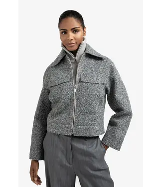 Yaya Short oversized boucle jacket