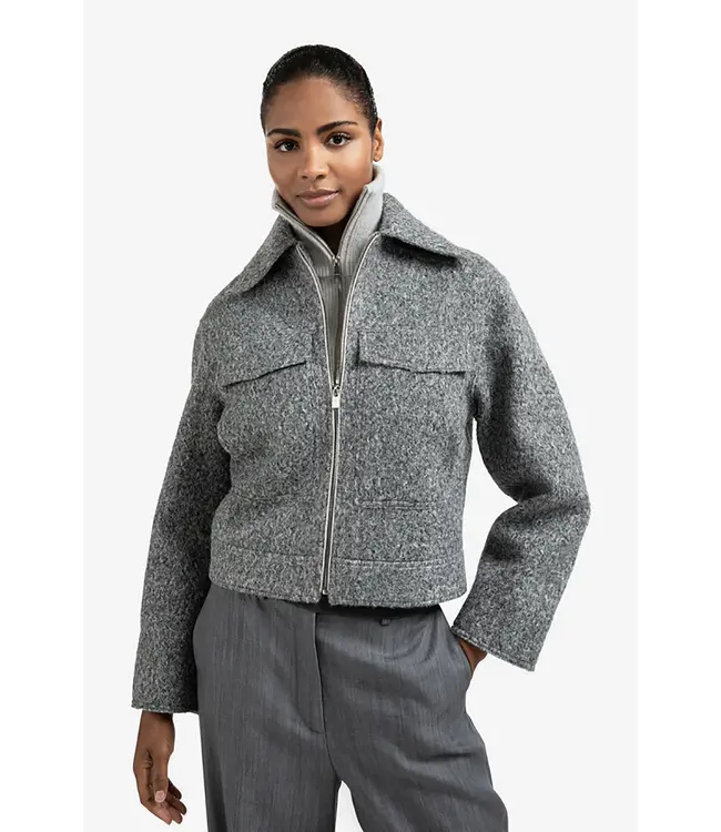 Yaya 02-001064-508 Short oversized boucle jacket