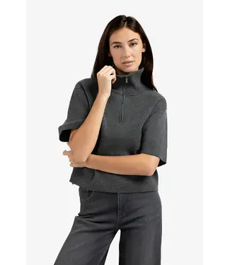 Yaya Short sleeve sweater with coll