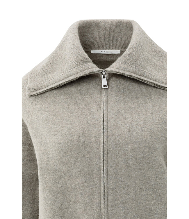 Yaya 01-010124-509 Cardigan with zipper and wide