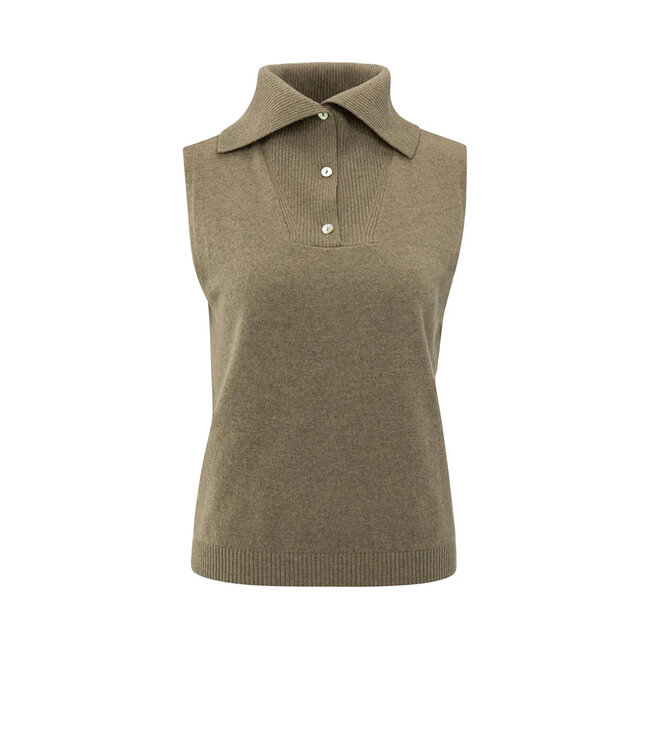 Yaya 01-000502-509 Sleeveless sweater with collar