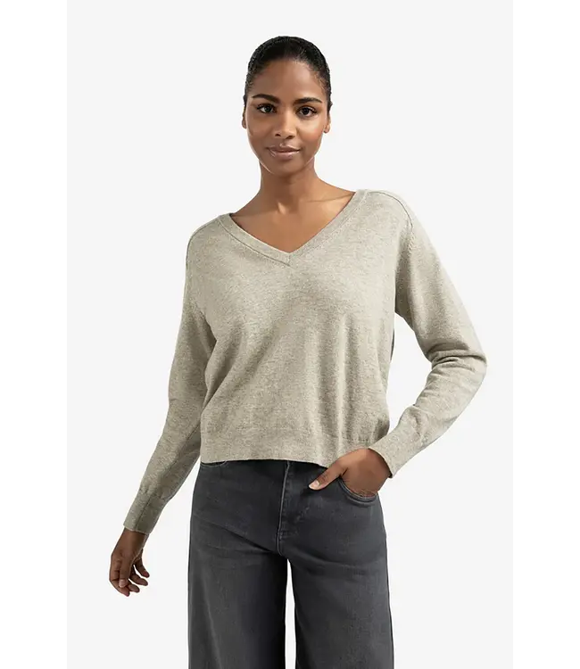 Yaya 01-000494-509 Double v-neck sweater with button