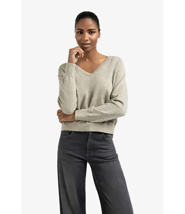 Yaya 01-000494-509 Double v-neck sweater with button