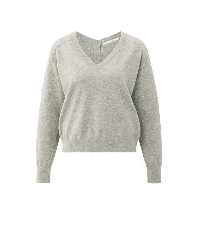 Yaya 01-000494-509 Double v-neck sweater with button