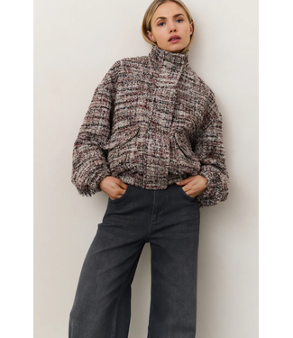 Yaya Boucle jacket with fringes