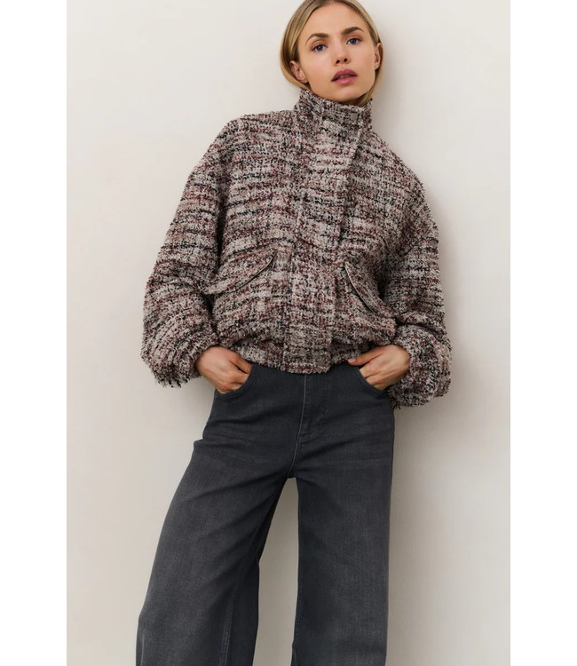 Yaya Boucle jacket with fringes