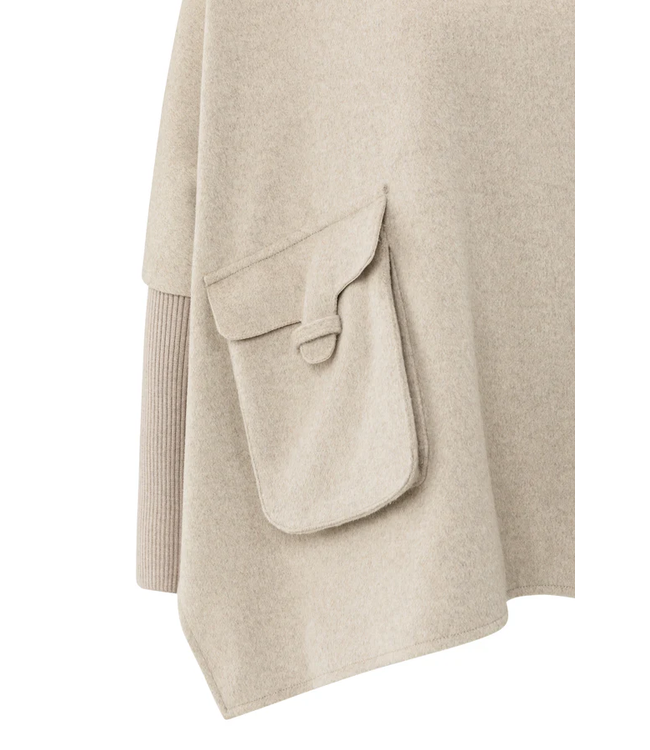 Yaya 03-521003-509 Wool mix poncho with ribbed sl