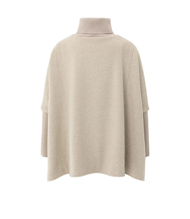 Yaya 03-521003-509 Wool mix poncho with ribbed sl