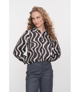 Geisha Blouse metallic waveprint