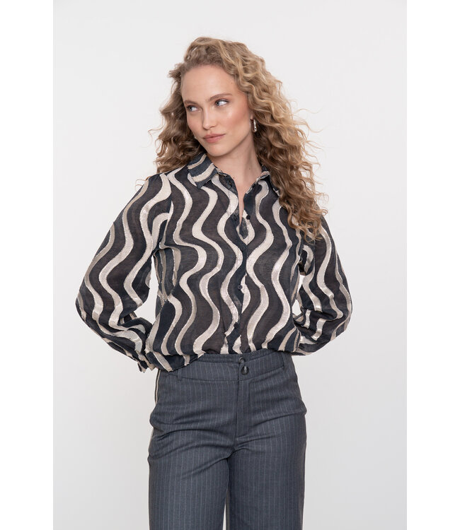 Geisha Blouse metallic waveprint
