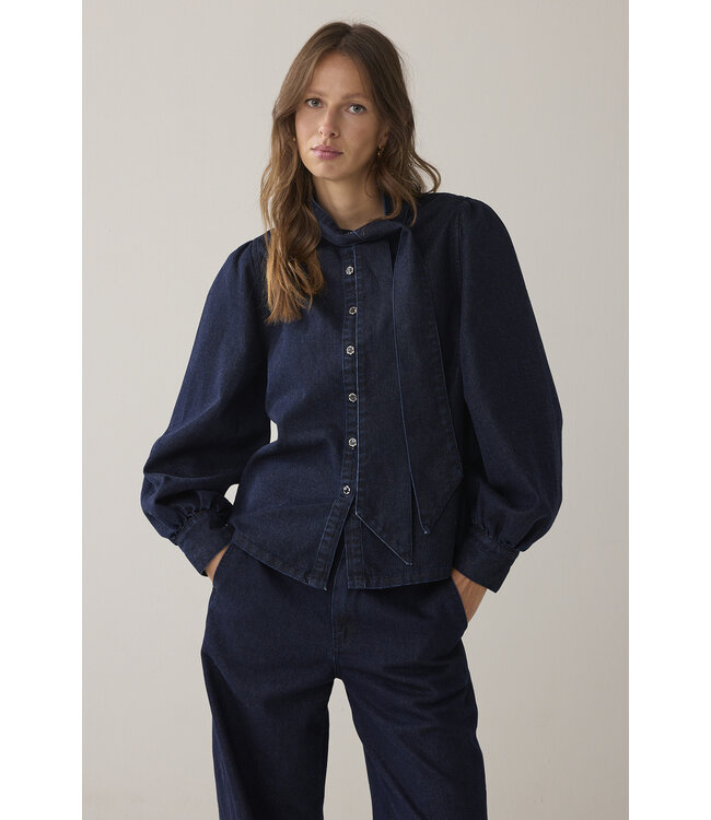 Summum Woman Denim bowtie-blouse