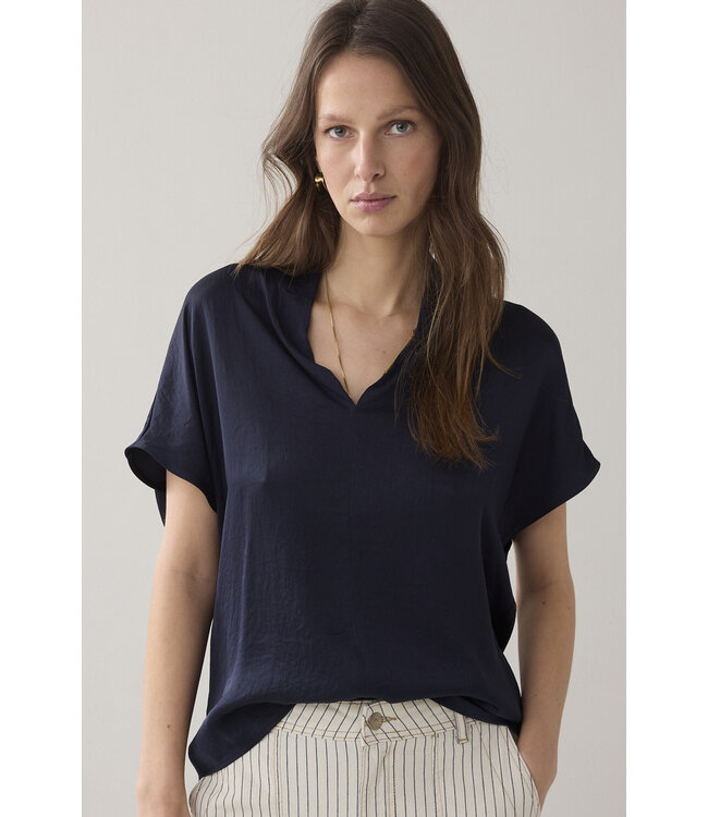 Summum Woman V-hals top glanzend