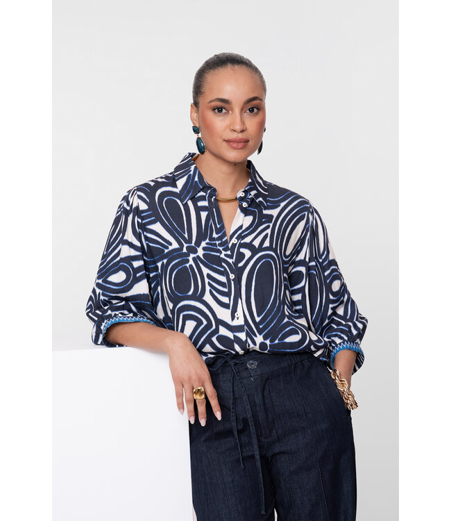 Geisha 63250-20 Blouse blue print