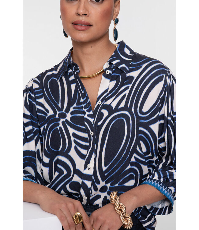 Geisha 63250-20 Blouse blue print