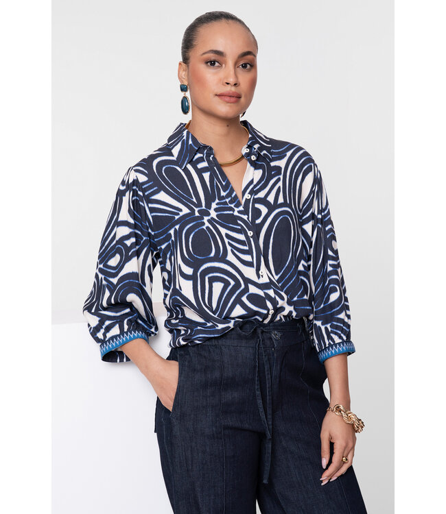 Geisha 63250-20 Blouse blue print