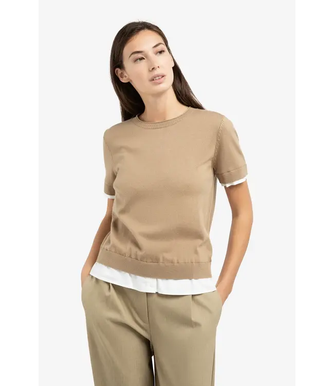 Yaya 01-000550-602 Gebreide top met dubbele zoom