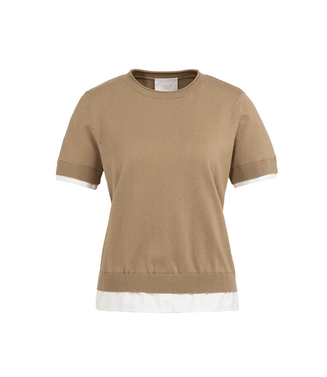 Yaya 01-000550-602 Gebreide top met dubbele zoom