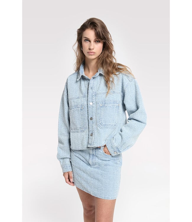 Homage H-CS26M05 Mini Skirt With Allover Distressed