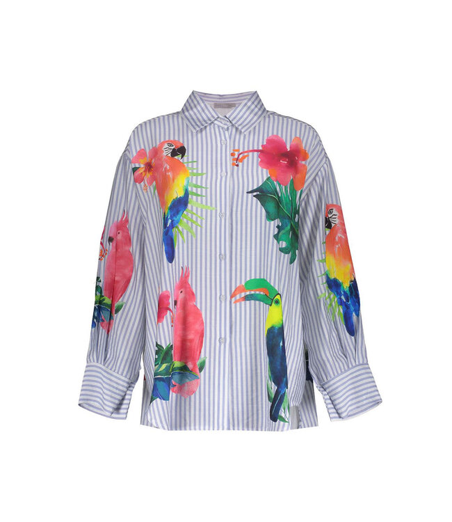 Geisha 63162-70 Blouse stripes & birds