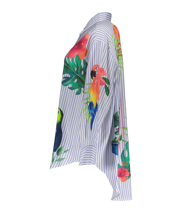 Geisha 63162-70 Blouse stripes & birds