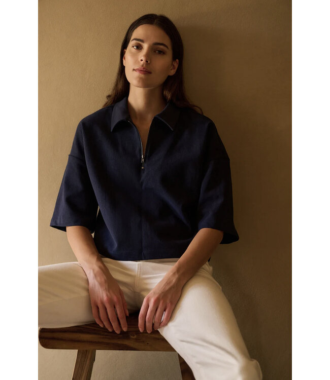 Yaya 01-701357-603 Polo top met halve rits