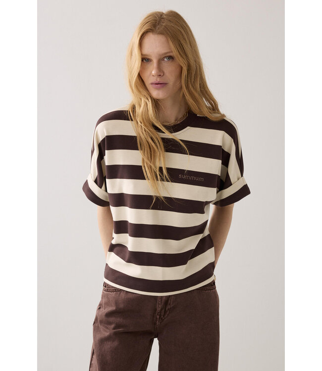 Summum Woman Gestreepte heavy jersey top