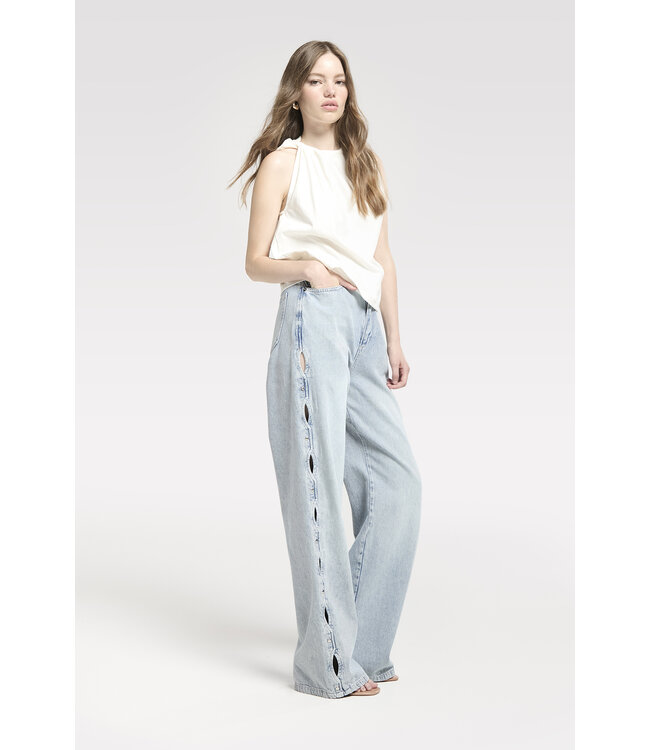 Homage H-CS26M56 straight jeans with open side details