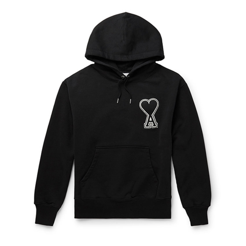 AMI Paris AMI Hoodie Heavy Cotton Brushed Fleece Black