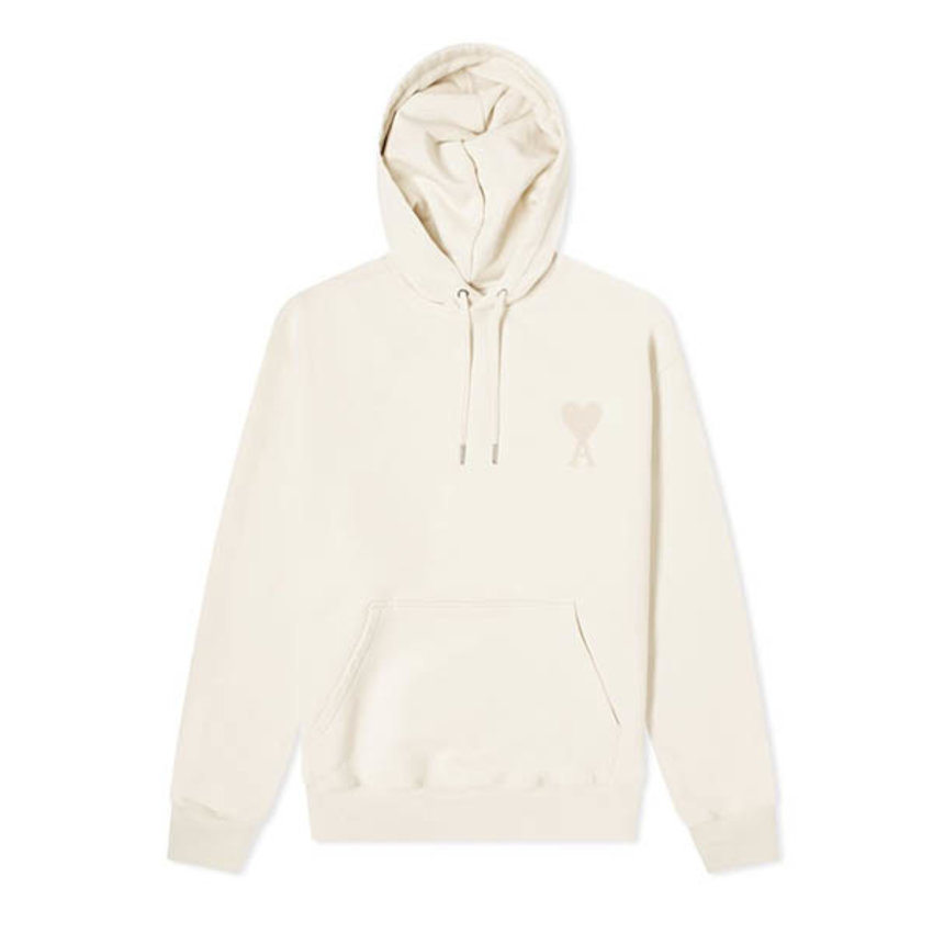 AMI Paris AMI Tonal Heart Popover Hoody Off White