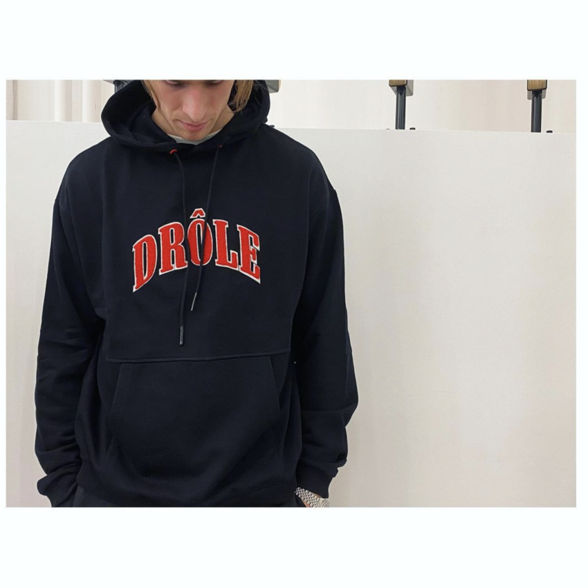 Drole De Monsieur Drole Embroidered Hoodie Black