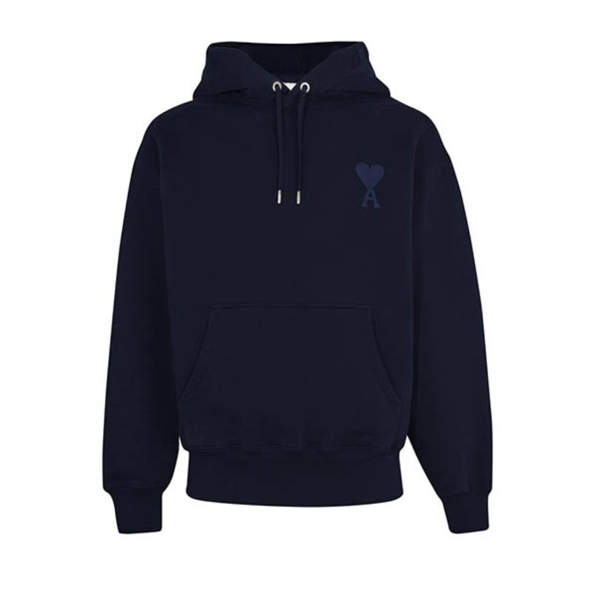 AMI Paris AMI Tonal Heart Popover Hoody Navy