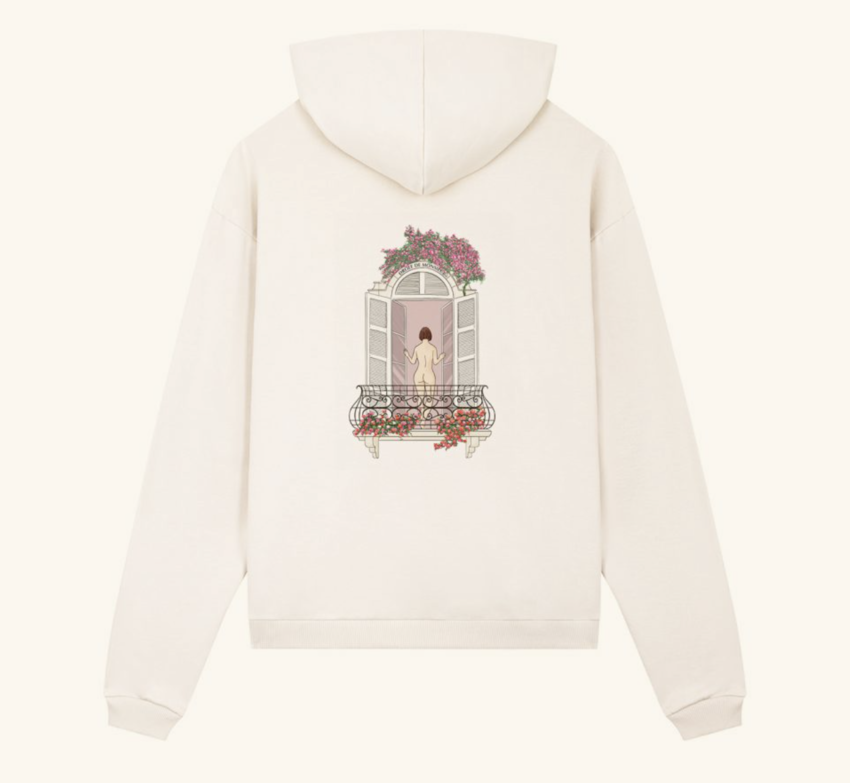 Drole De Monsieur Balcony Graphic Hoodie Off White